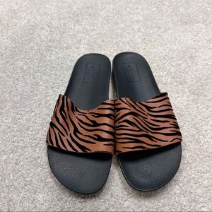 Vans Women's Brown Black Animal Print Sandals Size 9